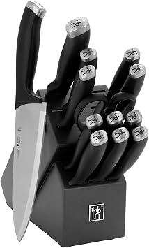 HENCKELS Silvercap 14 Piece Knife Block Set, German-Engineered, Black | Kitchen Knife Set with Wood Block, Informed by 100+ Years of Mastery, Dishwasher Safe, Ergonomic Handles