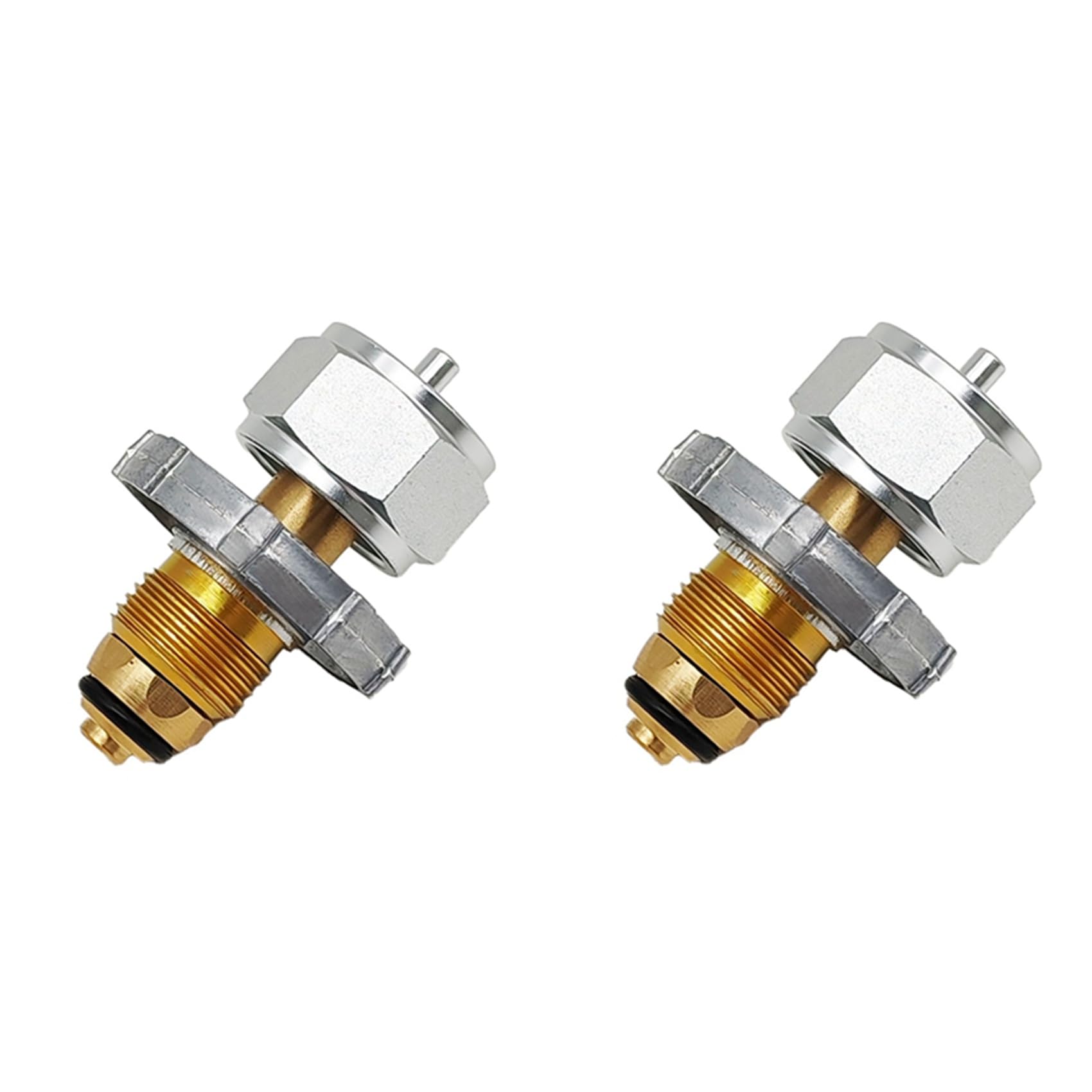 Jnchdghwa Silver 2X Gas Propane Refill Adapter Aluminum Alloy Refill Output Converter Adapter Camping Bottle Propane Transfer Nozzle