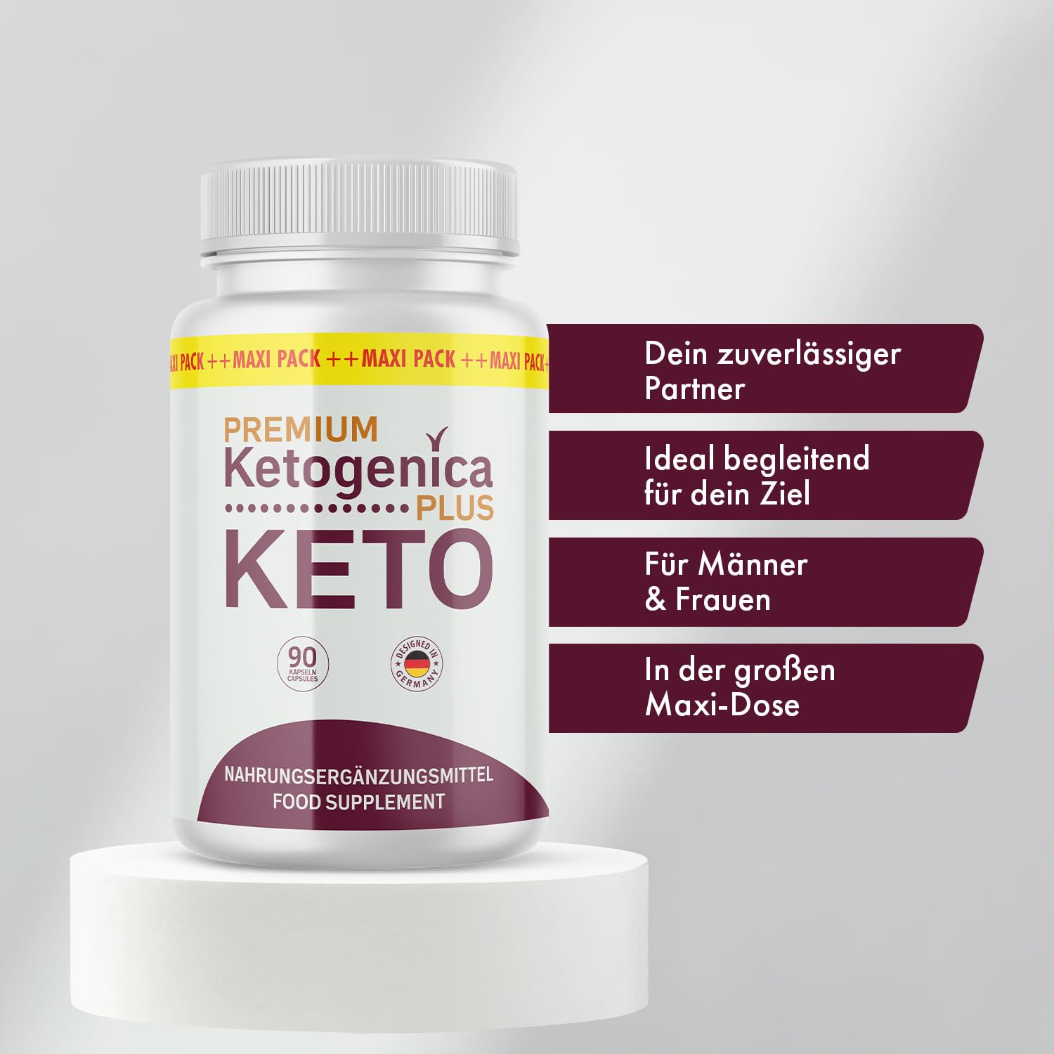 Premium Ketogenica Plus Kapseln | Kombination hochwertiger Zutaten | mit Apfelessigpulver | Inhalt 90 Kapseln