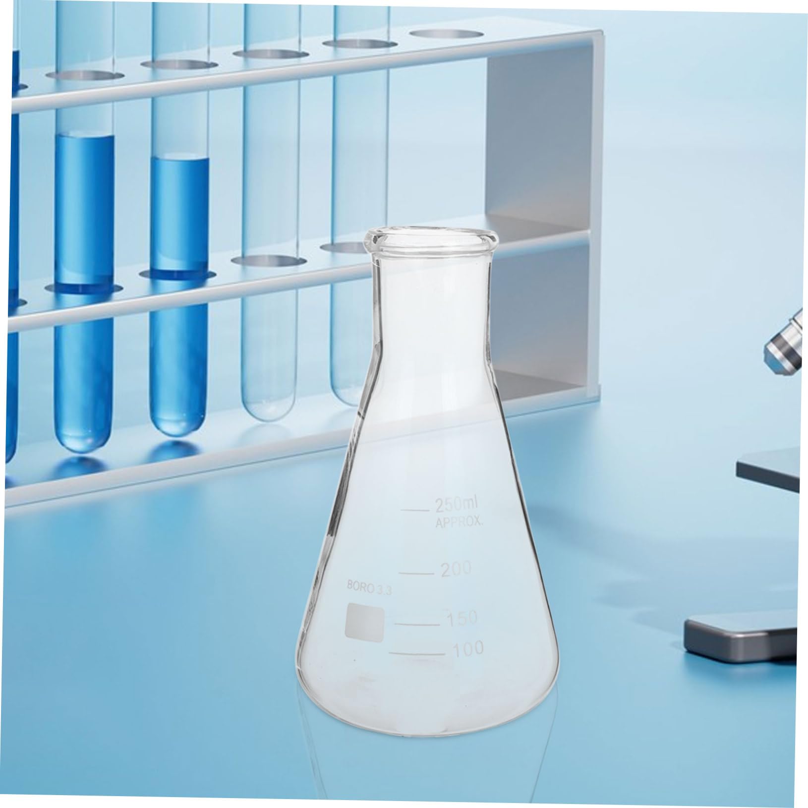5piezas Matraces Erlenmeyer De Vidrio Base Triangular Para Experimentos