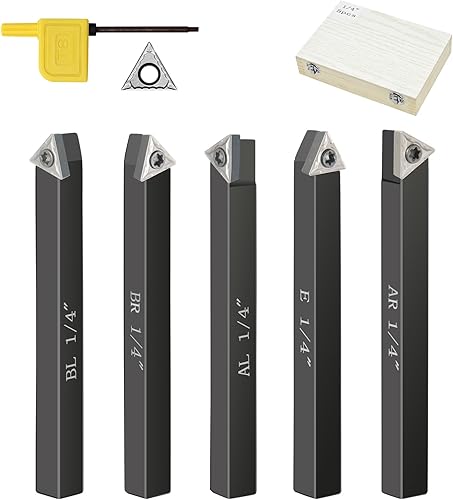 Miniatura 10 de Herramientas de corte de torno de metal,5 juegos de brocas de corte de metal de carburo de 12", herramienta de torneado de torno