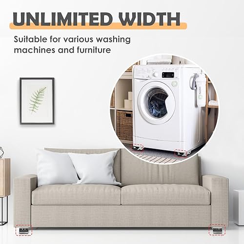 Miniatura 5 de KELIXU Rodillos para electrodomésticos, soporte resistente para lavadora con ruedas, rodillos móviles para refrigeradores, secadores y lavavajillas,