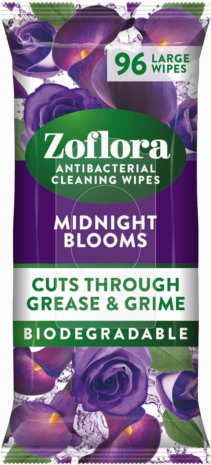 Zoflora 96 Antibacterial Multi-Surface Cleaning Midnight Blooms Large Wipes