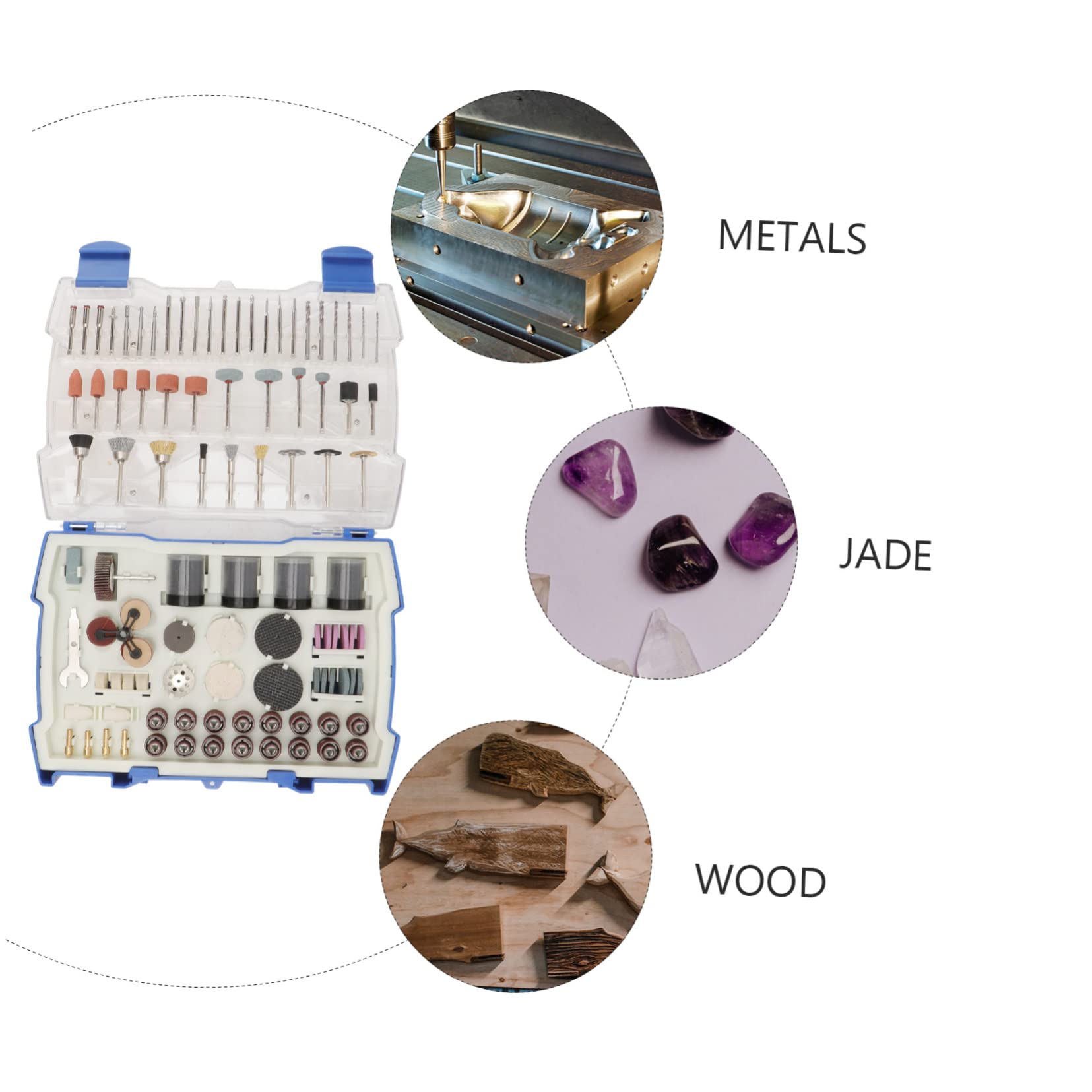 Kit de Accesorios para Herramienta Rotativa de 365 Piezas | Puntas de Acero Goma, Pulido y Rectificado para Bricolaje en Vidrio y Madera