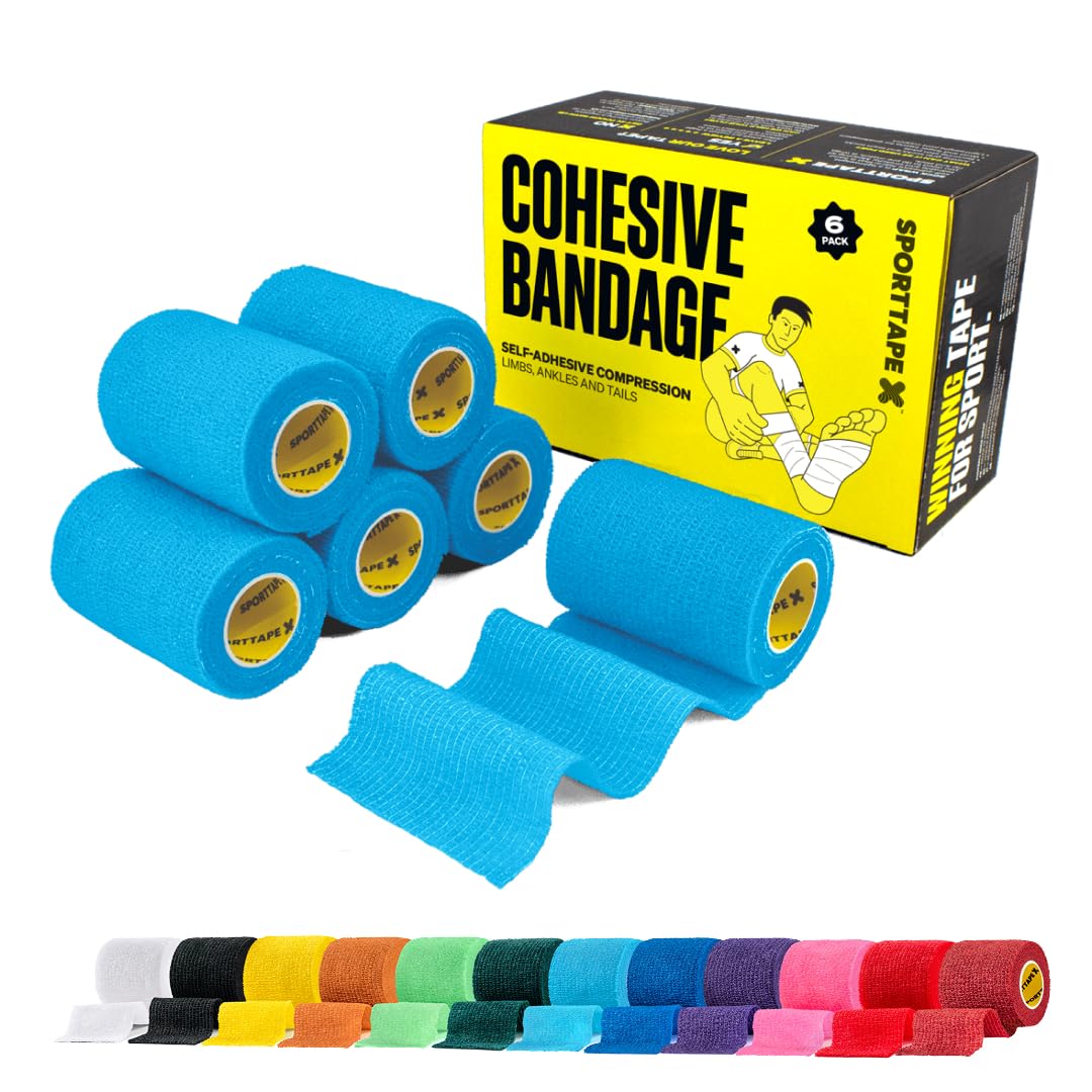 SPORTTAPE 6 Rolls Self-Adhesive Cohesive Bandage, 7.5cm x 4.5m, Beige - Compression & Vet Wrap for Dogs, Horses, Sports Stretch Tape for Football, Ankles, Joints, Fingers, Wrists & Sock Tape — view 34