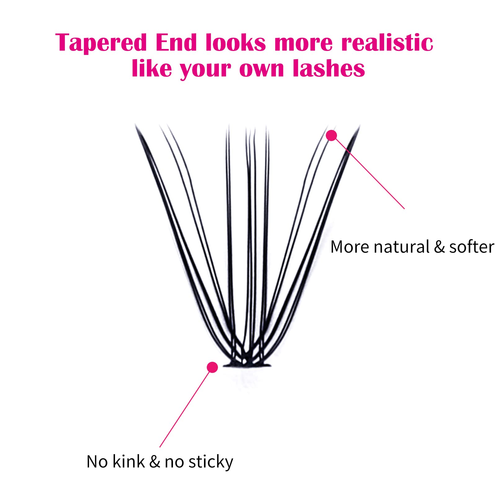 FADLASH 20D 0.07mm D Curl 12mm Russian Fluffy Natural Wispy Cluster Lashes DIY Eyelash Extensions, 20P, 20P12mm07D - Image 4