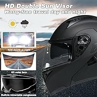 Vista 4 de Cascos modulares de motocicleta Bluetooth, aprobado por DOT, casco de motocicleta de doble visera, casco integrado con doble altavoz integrado