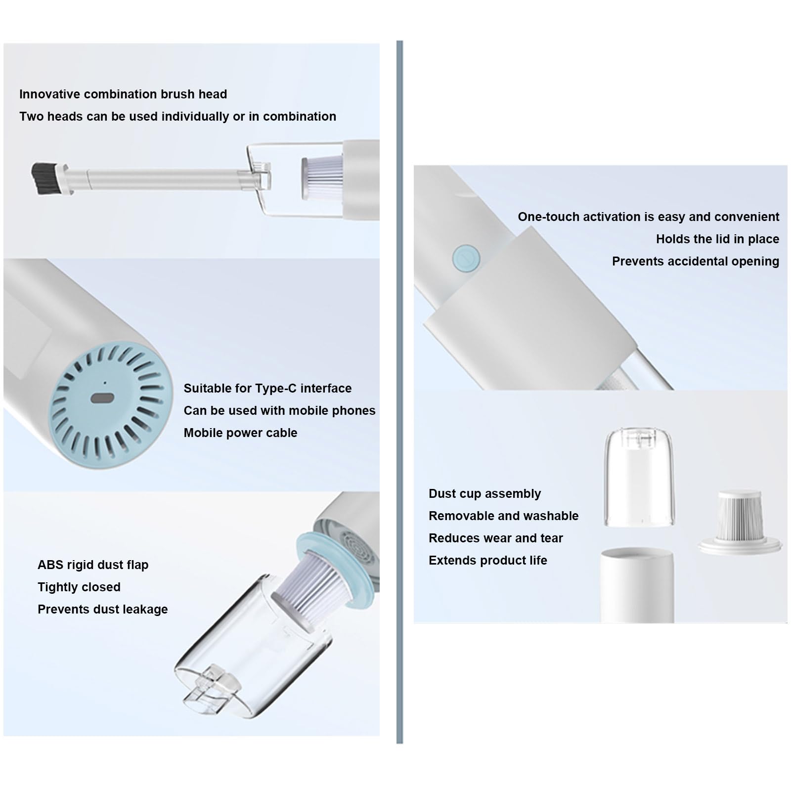 Aspirabriciole Senza Fili Potente Portatile Mini Aspirapolvere per Auto con USB, Mini Aspirapolvere con Filtro per Casa Cucina Peli di Animali (A,5500PA)