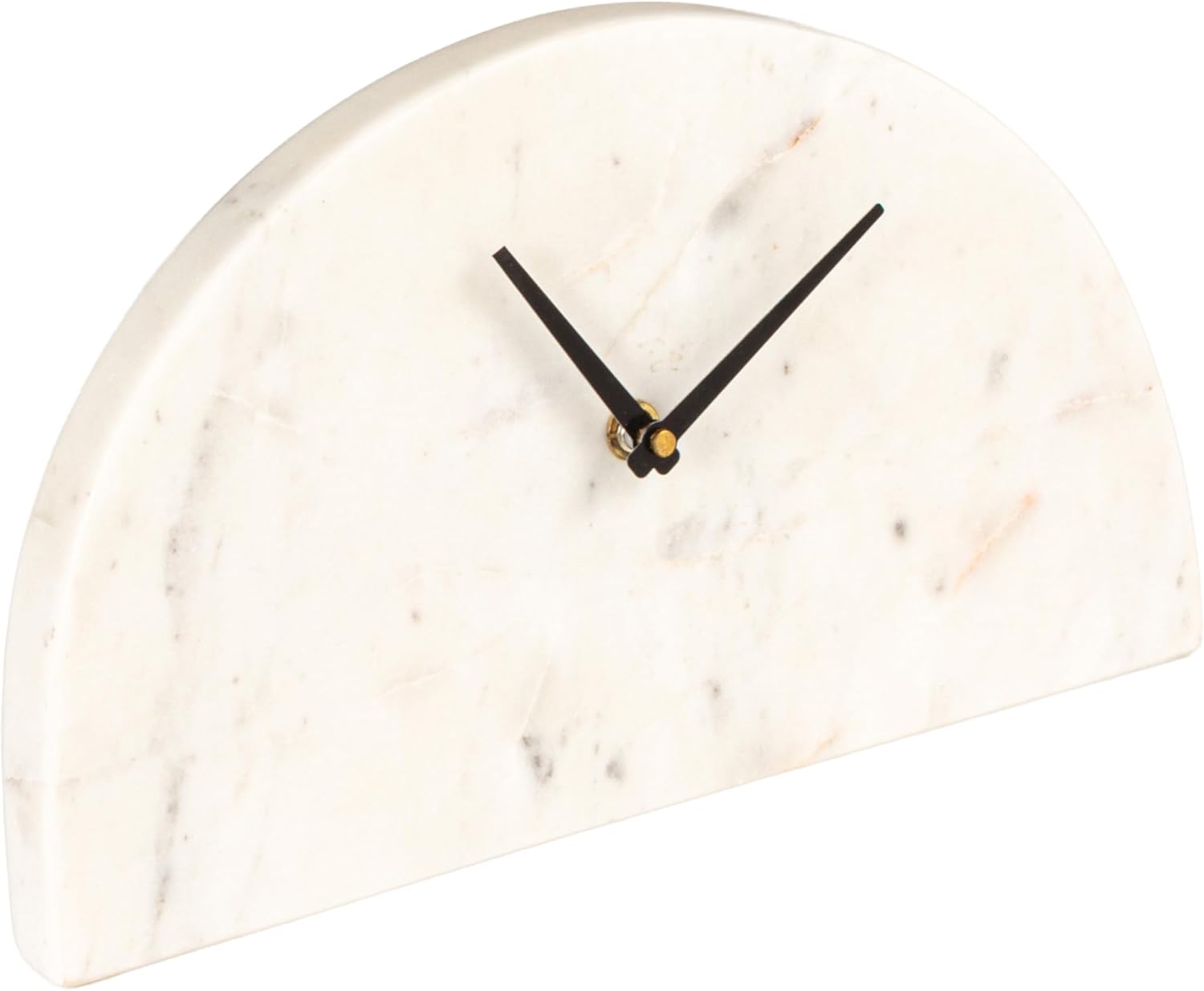 Bloomingville Decorative Half Moon Marble Mantel Clock, White and Black