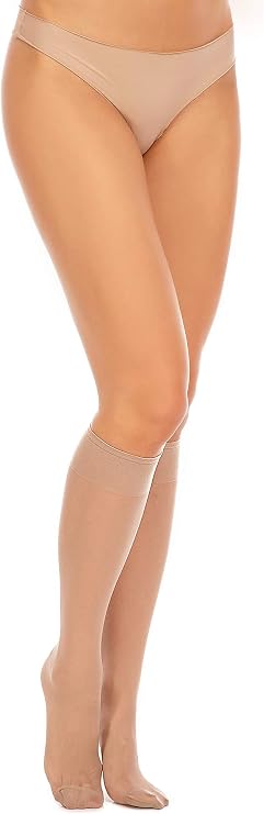 Levante 2 Pack Women's Plus Size Sheer Knee High Stockings Naturel One Size