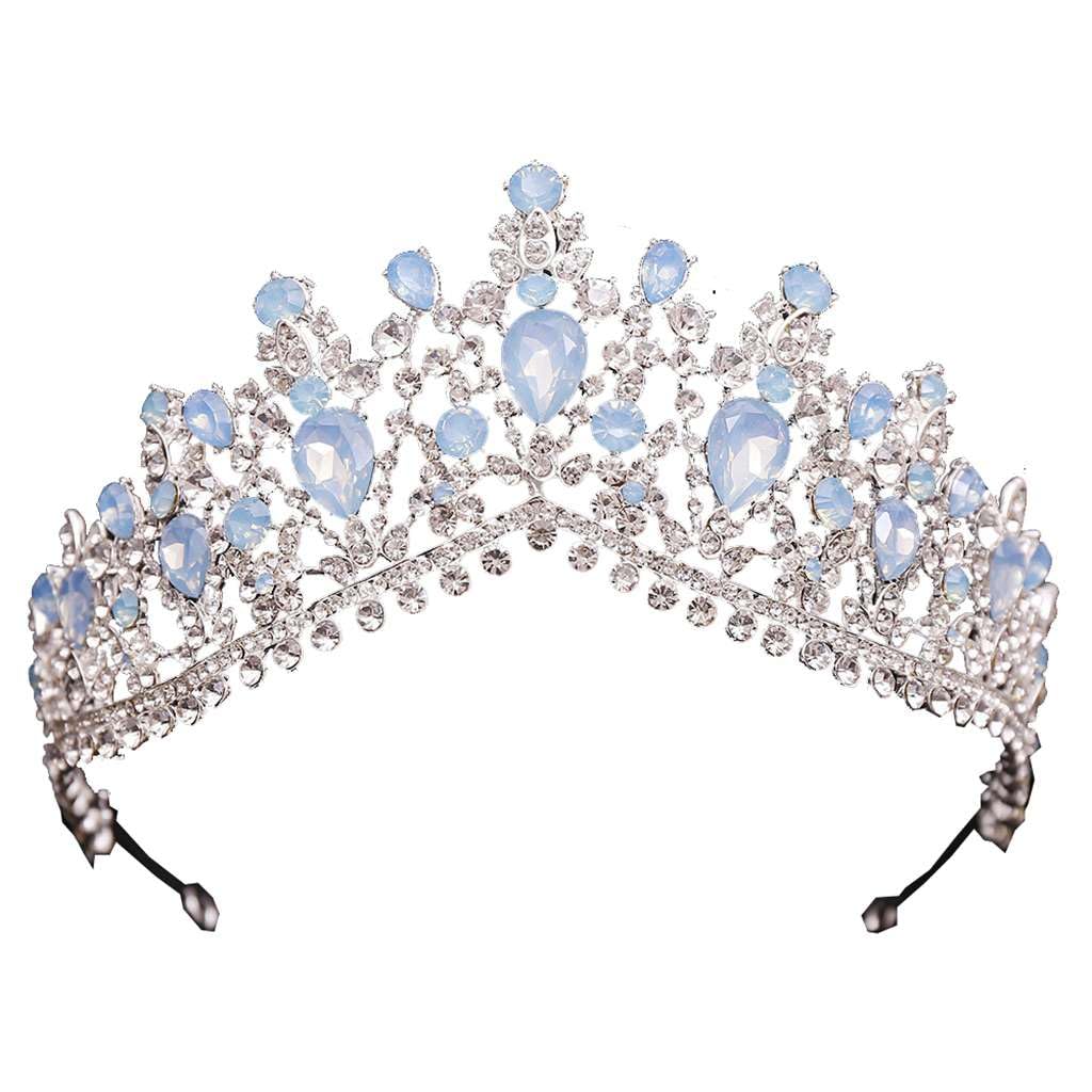 Women Princess Crown Blue Crystal Sweet 16 Hair Accessories School Party Hairband,Light Blue 8