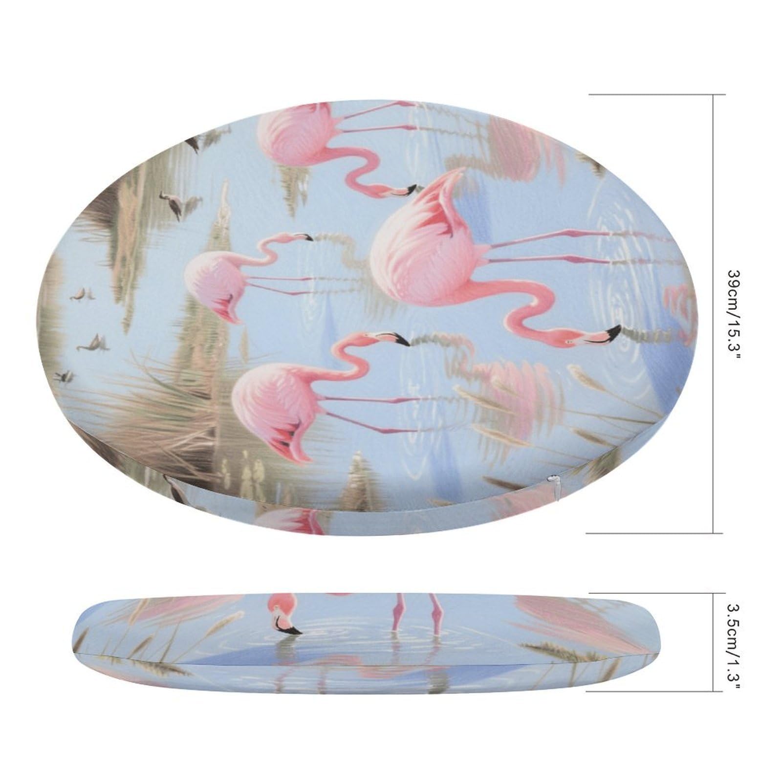Foraging Flamingos okrągła poduszka, z dodatkiem pianki z pamięcią kształtu, poduszka na krzesło, pokrowiec poliestrowy z zamkiem błyskawicznym, poduszka do siedzenia na łóżko, sofę, krzesło