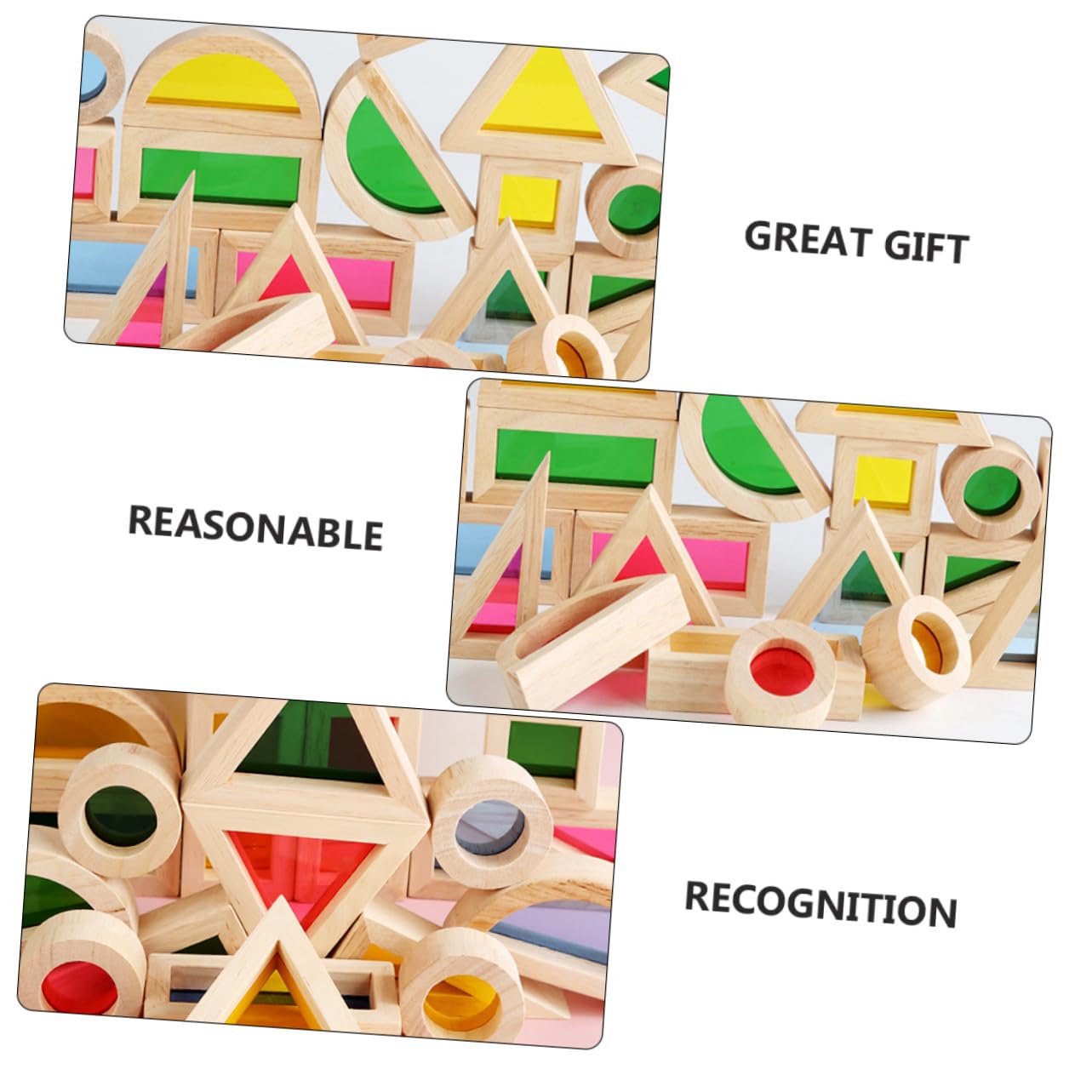 24 Blocchi in Legno Colorati Montessori Educativo per Riconoscimento Colori e Costruzioni Impilabili per Sviluppo Intelligenza e creatività