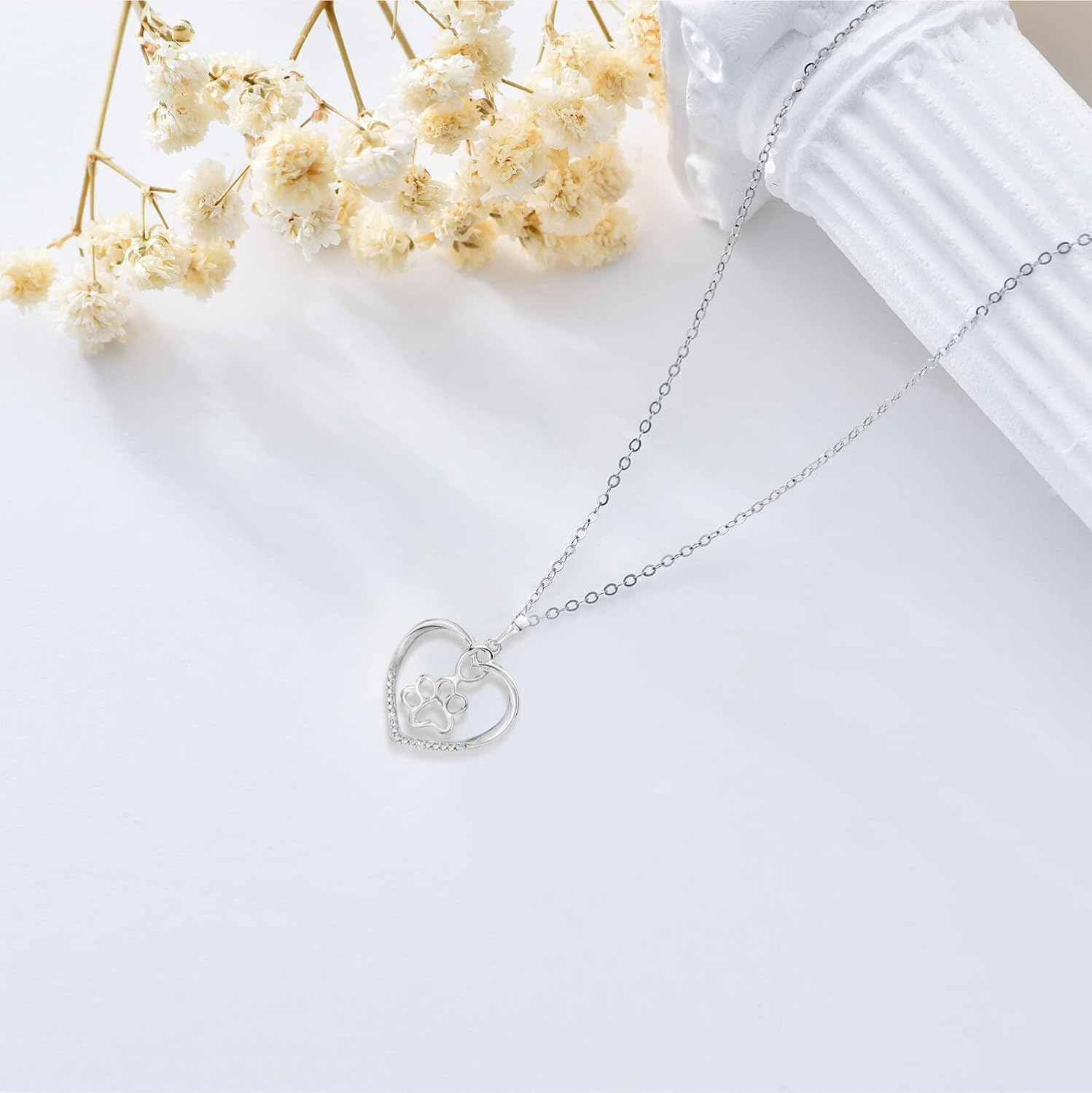 1/10 cttw Sterling Silver Natural Diamond Necklaces Embellished with 0.5ct Mossanite, Hypoallergenic Necklaces, Anniversary Birthday Diamond Jewelry Gifts for Women - Image 3