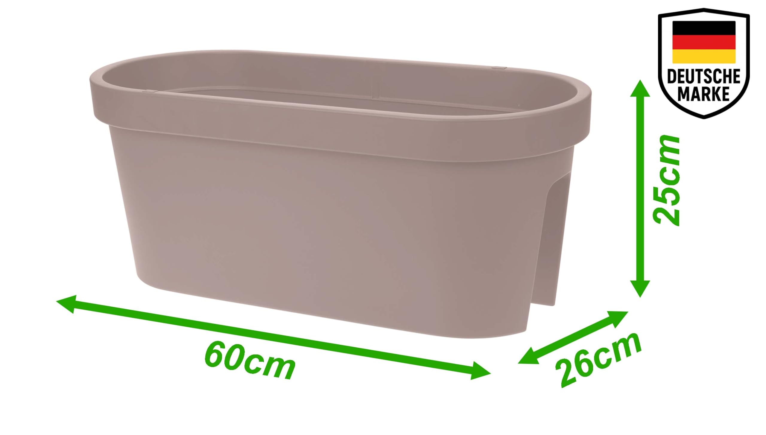 Geländer Balkonkasten 60x26x25 cm – Blumenkasten Pflanzkasten Blumentopf - Blumenkübel für Balkon & Terrasse (Beige)
