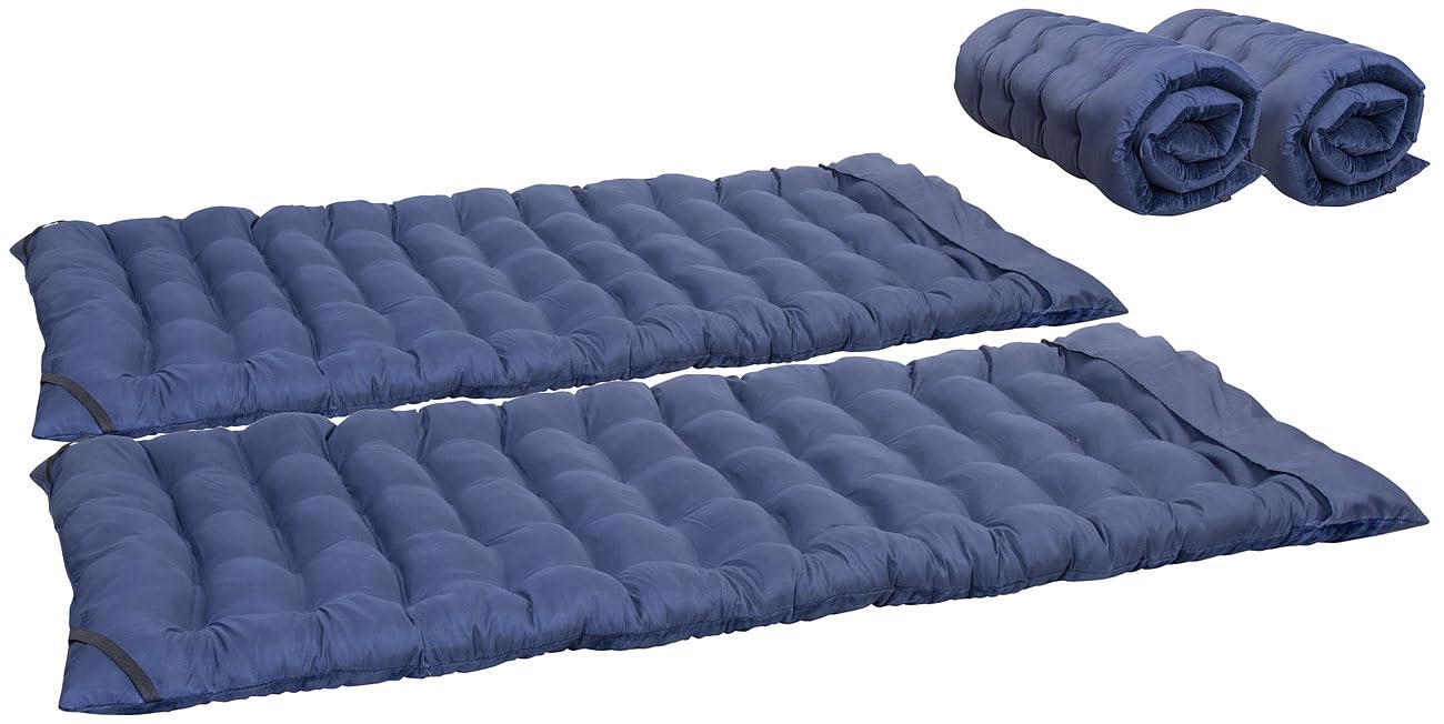 Semptec Urban Survival Technology Feldbettauflage Camping: 2er-Set Weiche XL-Feldbettauflage 190 x 68 cm, dunkelblau, waschbar (Bequeme, für Erwachsene, Urlaub)
