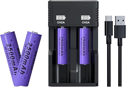 Batería recargable 14500 de iones de litio de 3.7 V, 2500 mAh, alta capacidad para linternas de faros, faros delanteros, cámaras de juguetes. (botón