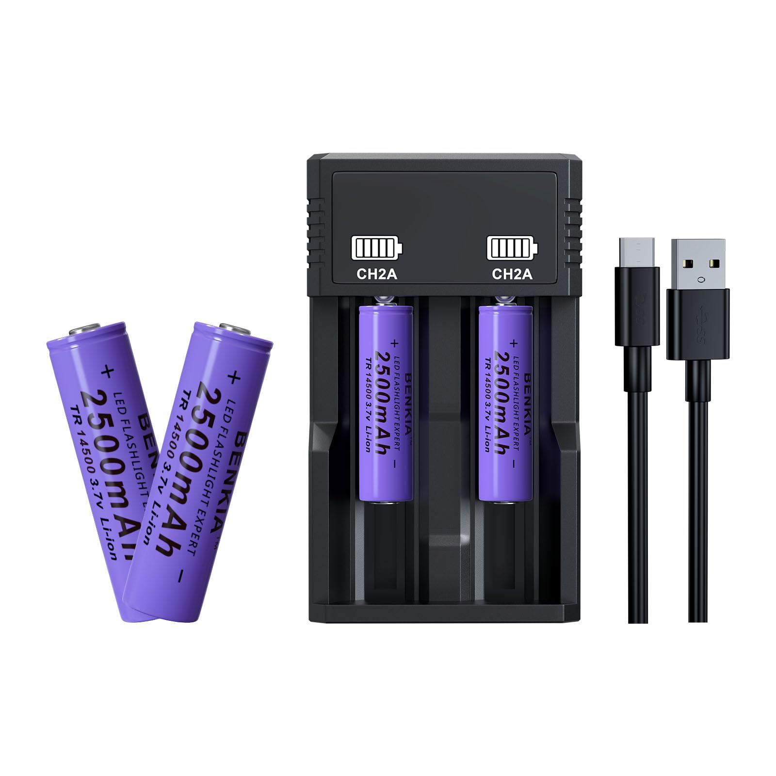 PAOWANG 14500 Rechargeable Battery 3.7v Lithium ion Battery 2500mAh High Capacity for Headlamp Flashlights Headlight Cameras Toys.(Button Top 4 Pack,