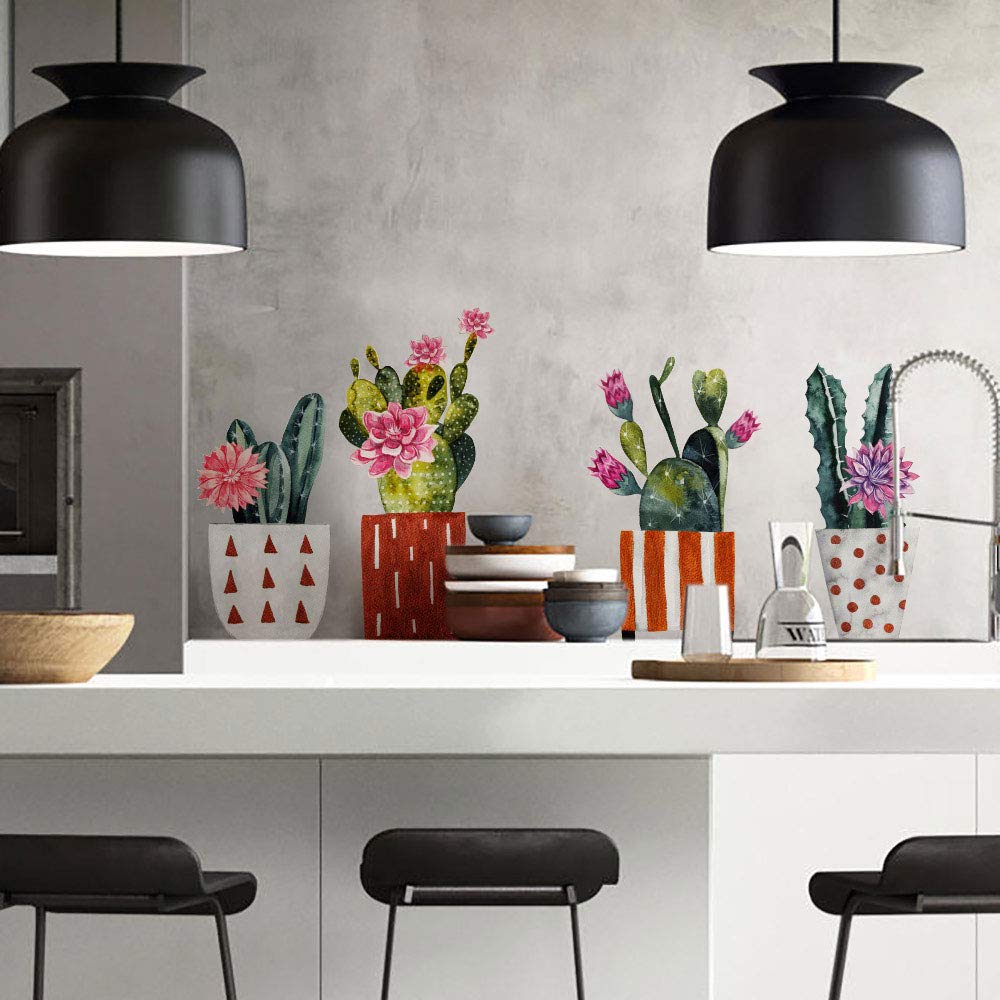 UVCD0037 Wall Stickers decals succulents flowers cactus Wall decoration living room kitchen bedroom entrance