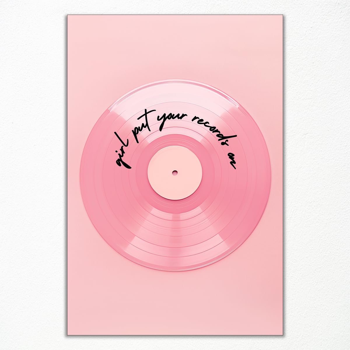Cekjekle Vintage Vinyl Record Wall Art, Preppy Y2K Pink