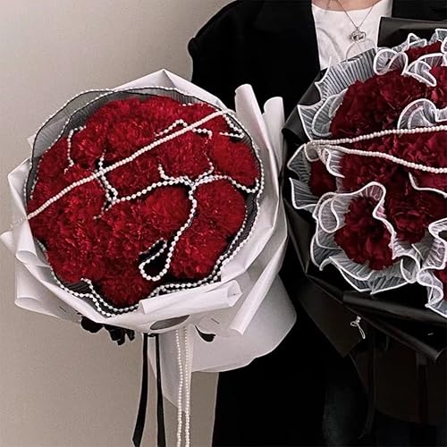 Miniatura 8 de BENECREAT Papel de malla de envoltura de flores negras, papel de embalaje de ramo de perlas, papel de embalaje arrugado translúcido para decoración