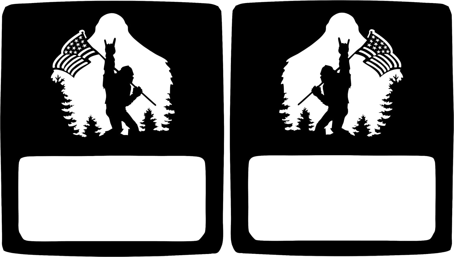 Bigfoot Horns and USA Flag Tail lamp Light Covers (Non-LED) Compatible with Jeep Wrangler JL Models (2018-Present), Black