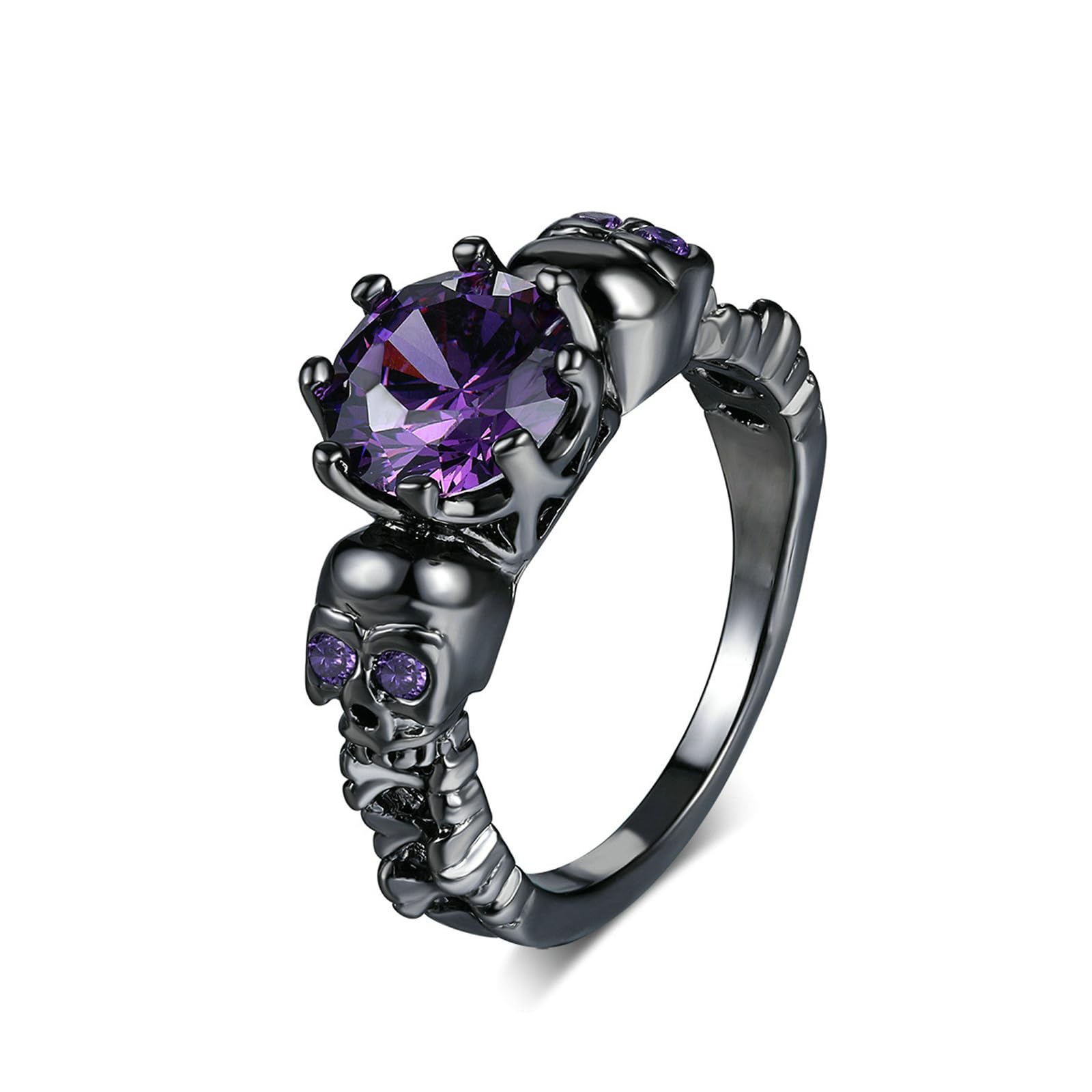Gothic Rings for Women Red/Amethyst Rings Valentines Day Gifts Black Goth Accessories anillos para mujer Gothic Promise Rings for Her Cool Punk Band Statement Rings for Women,Size 5-10