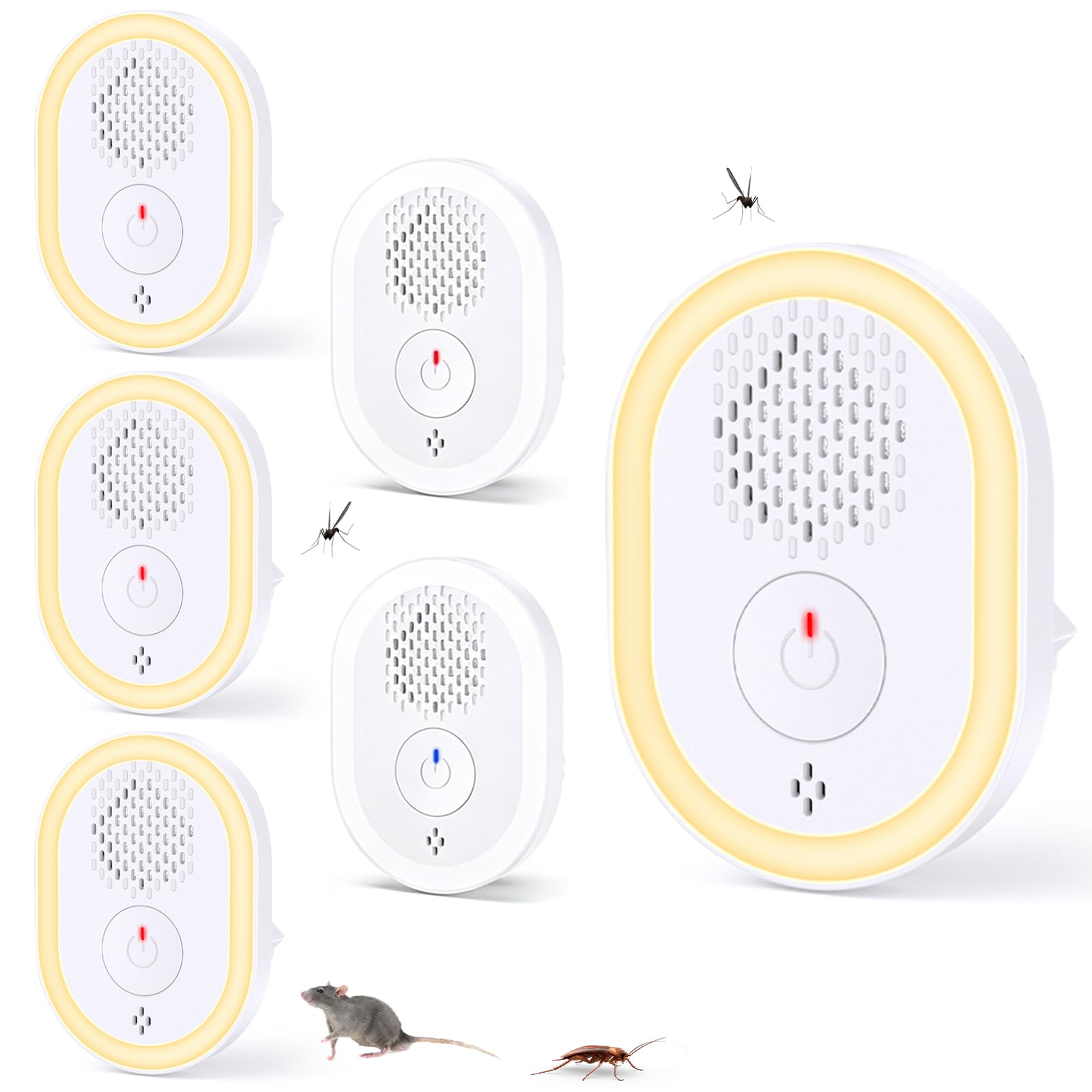 Repelente Ultrasónico de Plagas 6 Pack, Dispositivo Electrónico Anti Insectos para Interiores, Control de Mosquitos, Moscas, Cucarachas, Arañas, Hormigas y Roedores, Seguro para Mascotas y Humanos