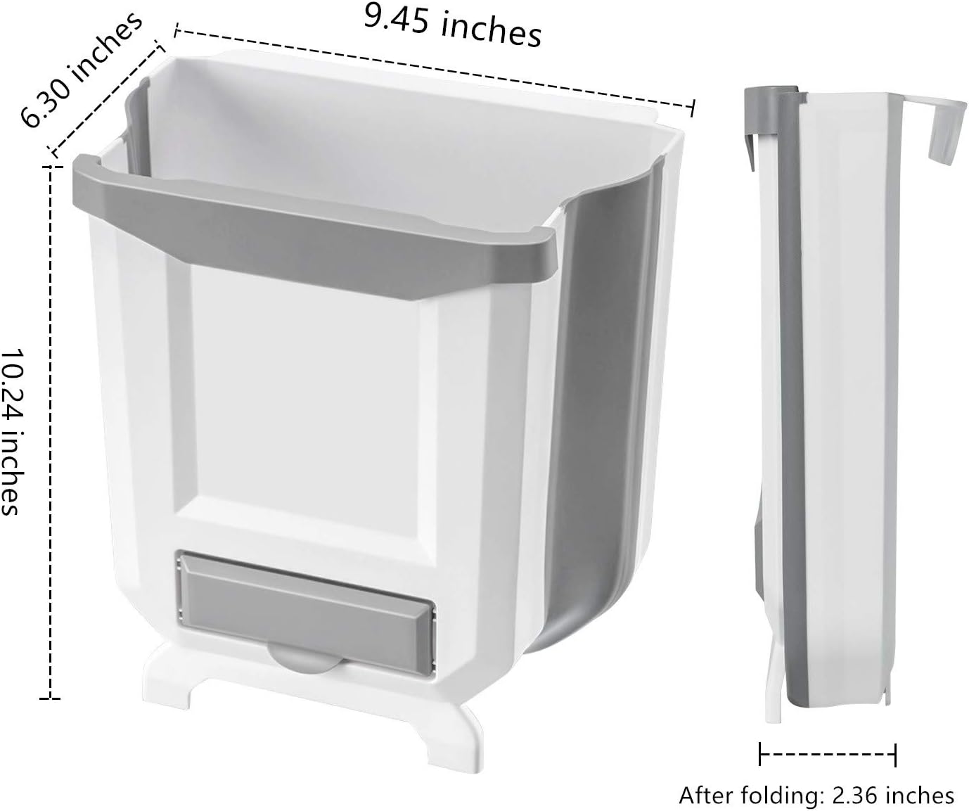Kitchen Trash Can Mgufrt Garbage Cans for Kitchen Foldable Compost Bin Hanging Kitchen Trashcan Large Simple Trash Bin Collapsible Trash Can fit Trash Can Cabinet for Bedroom Bathroom Office Dorm Room