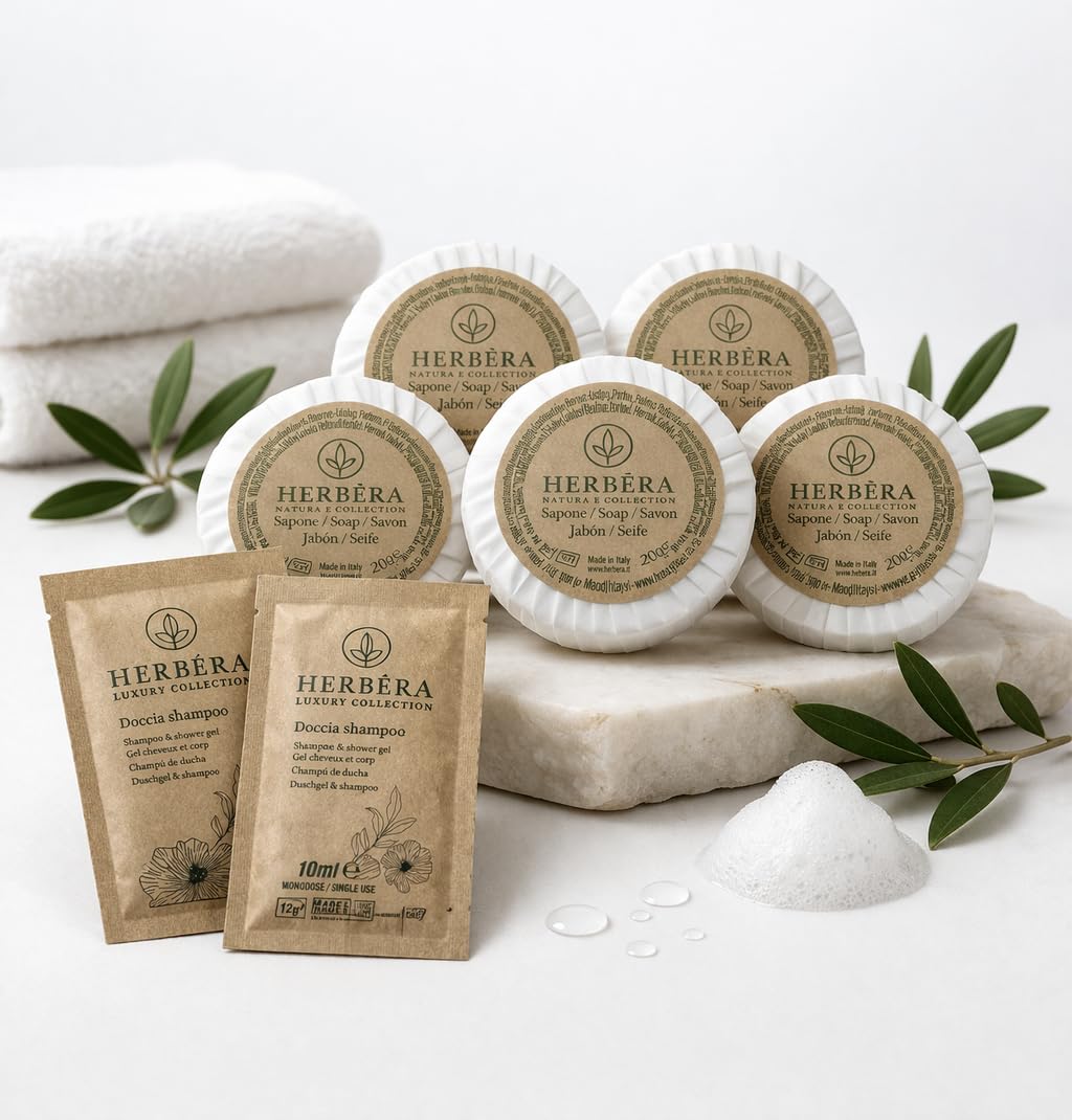HERBERA Luxury Saponetta Monouso in Pasta Vegetale, 20 gr, Plissé Linea Cortesia Hotel, 250 pz
