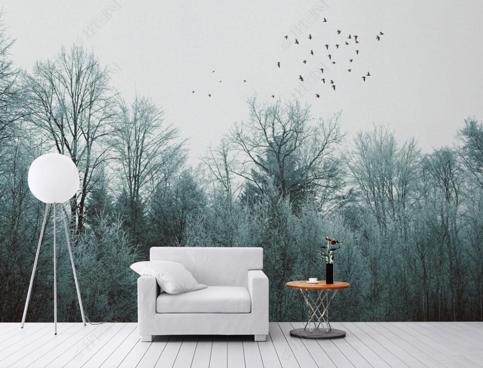 Papier Peint Intissé paysage De Neige de forêt poster geant mural salon chambre 200x140