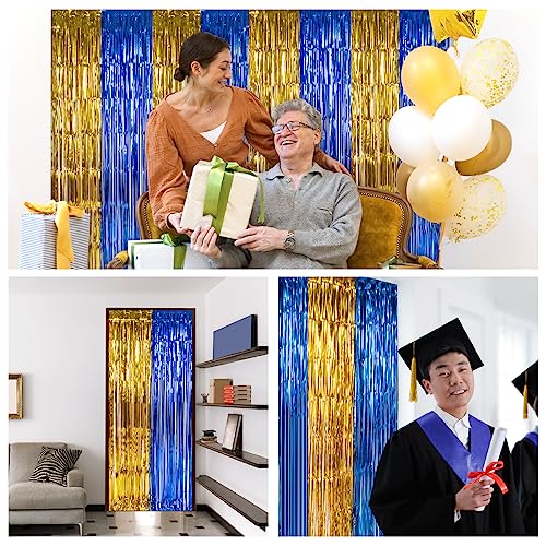LOLStar Graduation Party Decoration, 2 Pack Blue Gold Foil Fringe Curtains by LOLStar - Used condition - Image 7