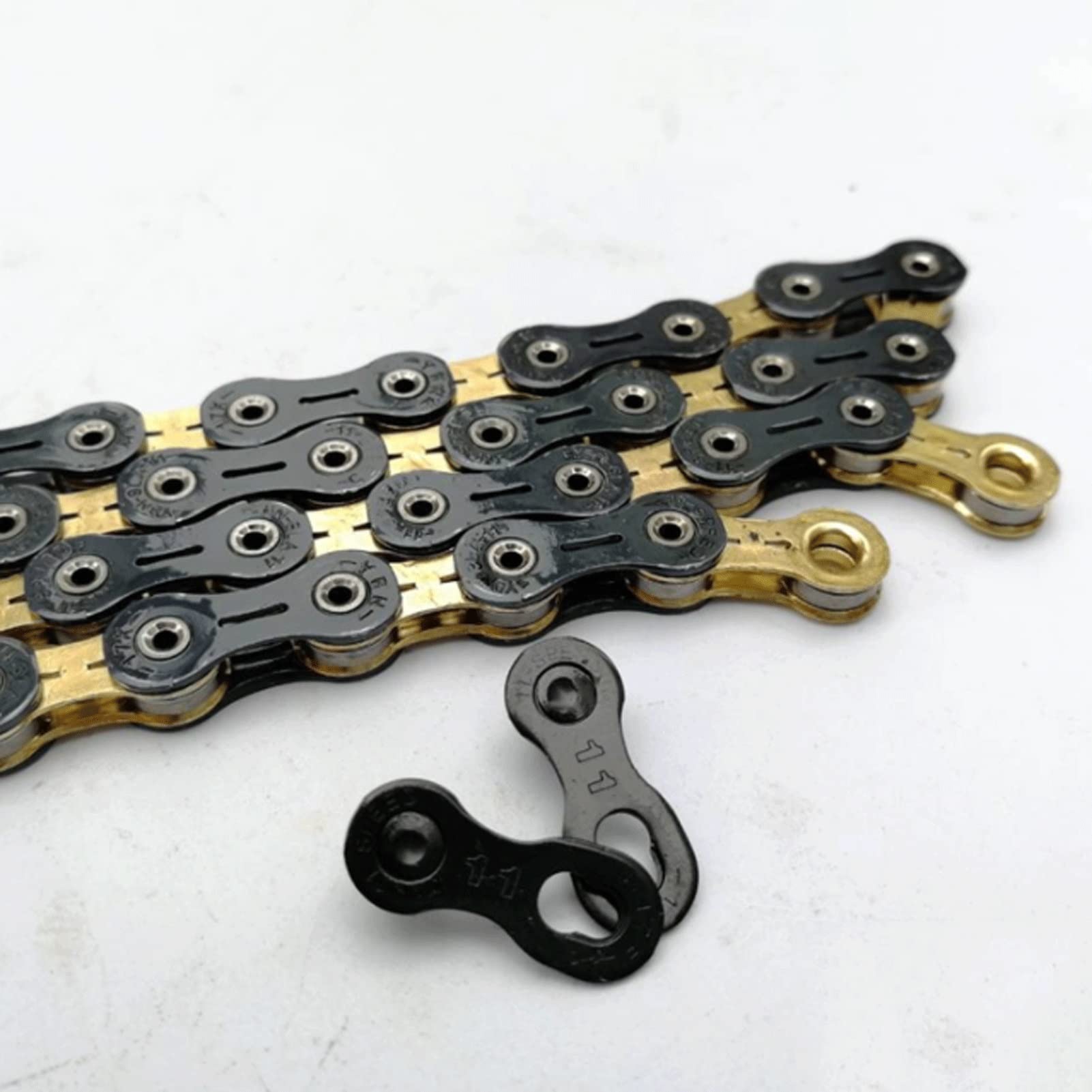Fahrradkette aus schwarzer, goldener Legierung, robust, wasserdicht, rostfrei, geeignet for 11-Gang-Mountain-Rennräder
