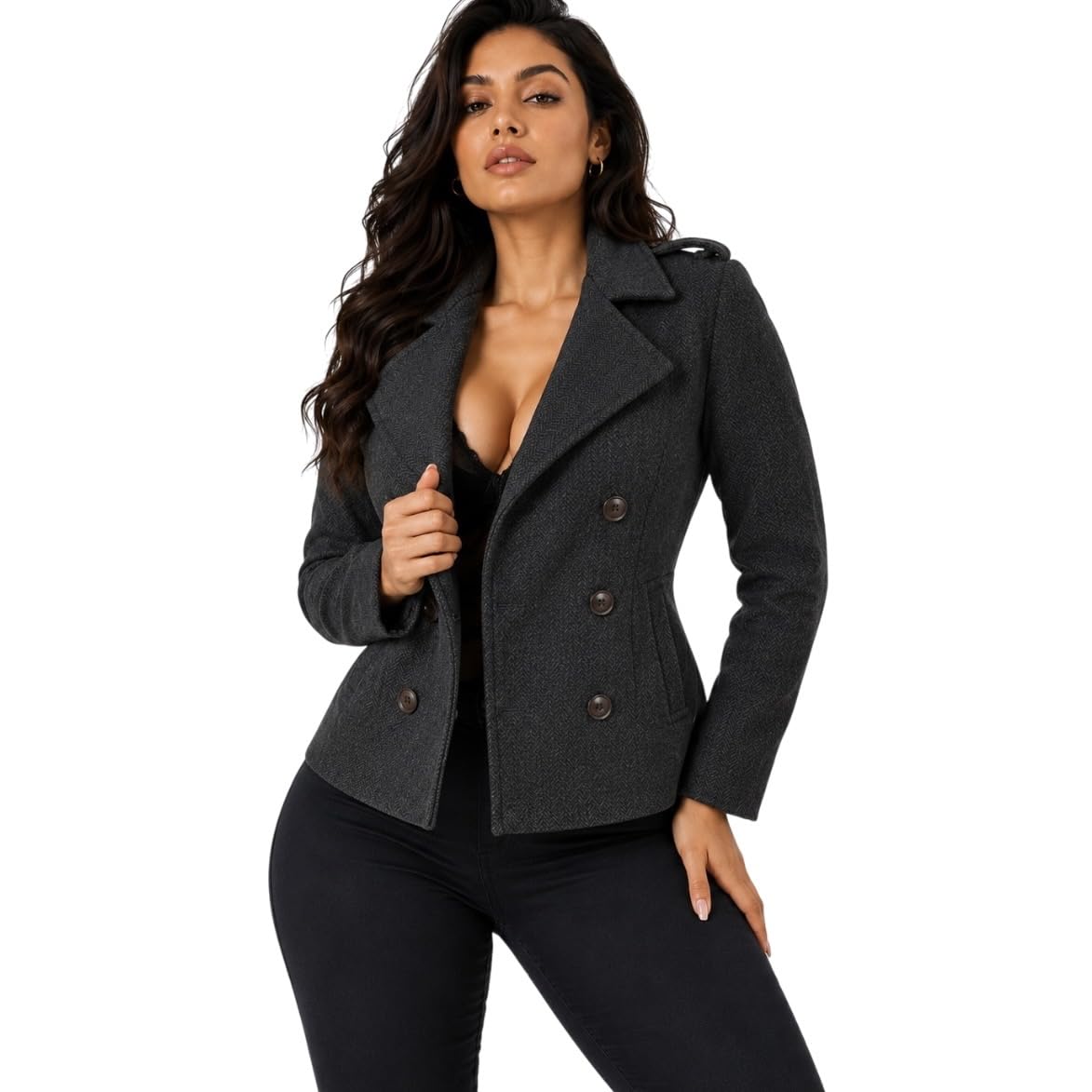 chandre Women's Wool Blend Short Coat, Winter Jacket for Casual Wear-picture-13