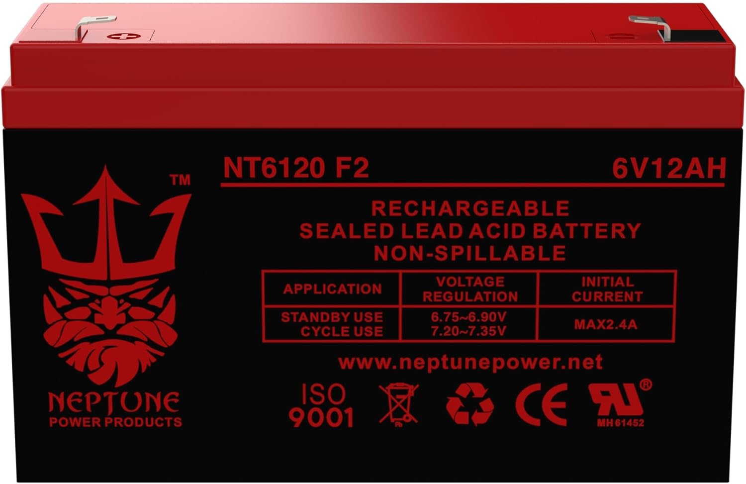 Brand NT6120 6V 12Ah F2 Terminal SLA Rechargeable Replacement Battery for CSB GP6120 F2, Vision CP6100D, Enduring 3FM10 T2 (4 Pack)