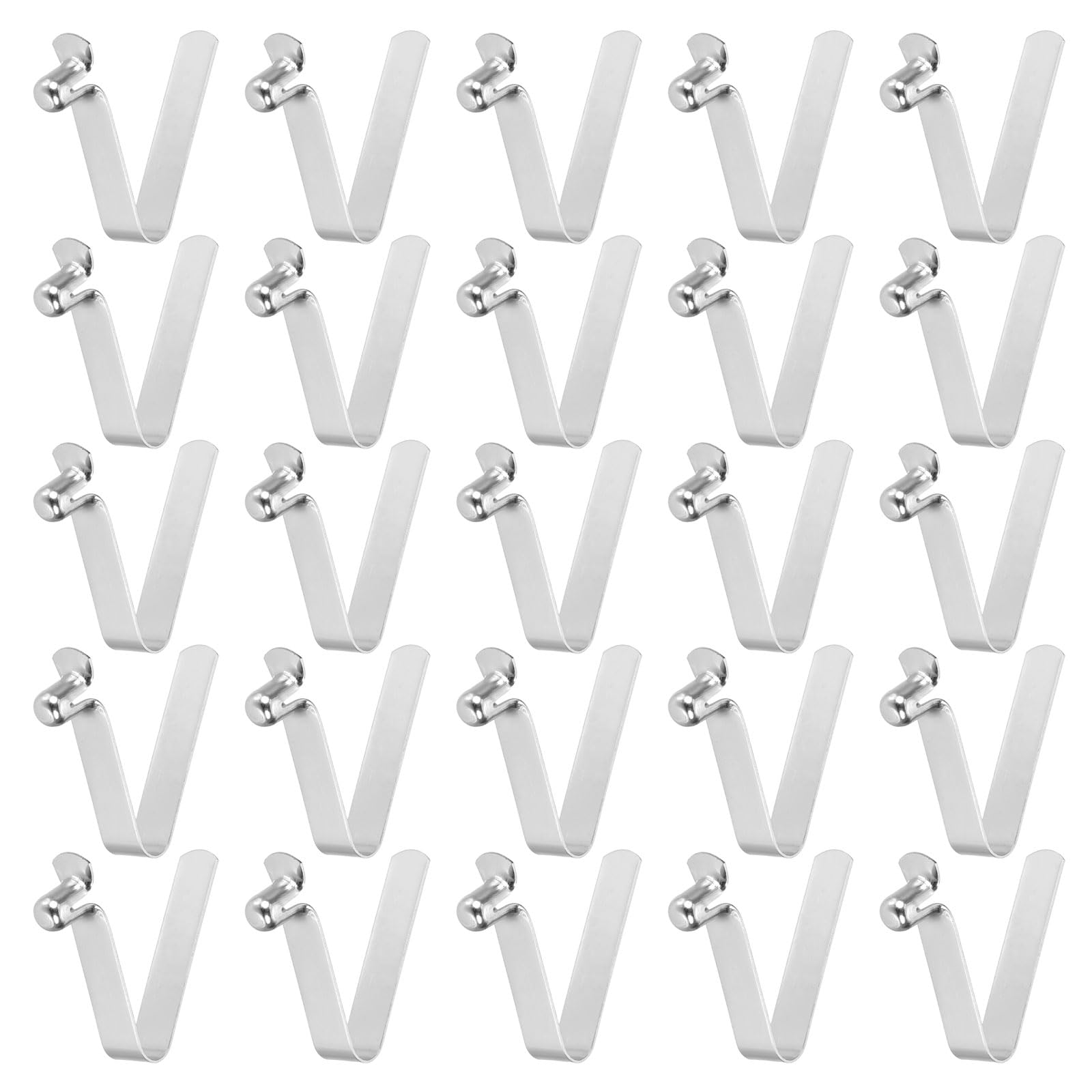 sourcing map 25pcs Single Button Kayak Paddle Snap Spring Clip 6x8.5x34mm 65Mn Spring Steel V-Shaped Hollow Lift Telescopic Locking Tube Pole Clips for Tent Umbrella Camping