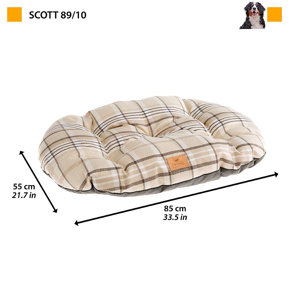 Ferplast Cuscino per cani e gatti SCOTT 89/10, Double-face, Scozzese, Soffice velluto, Lavabile, Marrone