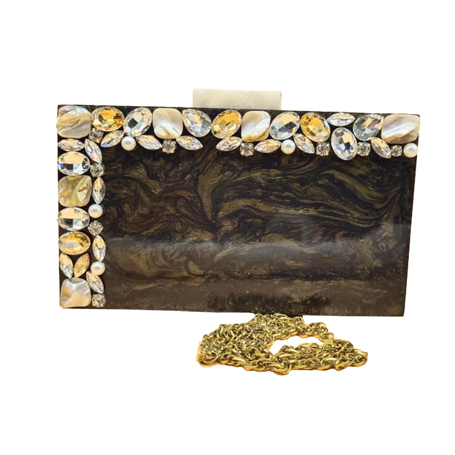 New Style Handicraft Clutch bag Hand Bag Acrylic Clutch for Women Bridal Clutch with Removable Gold Chain Strap Marble Purse Floral Clutch Bag For Womens & Girls (B0CM9J143T) Amazon Price History, Amazon Price Tracker