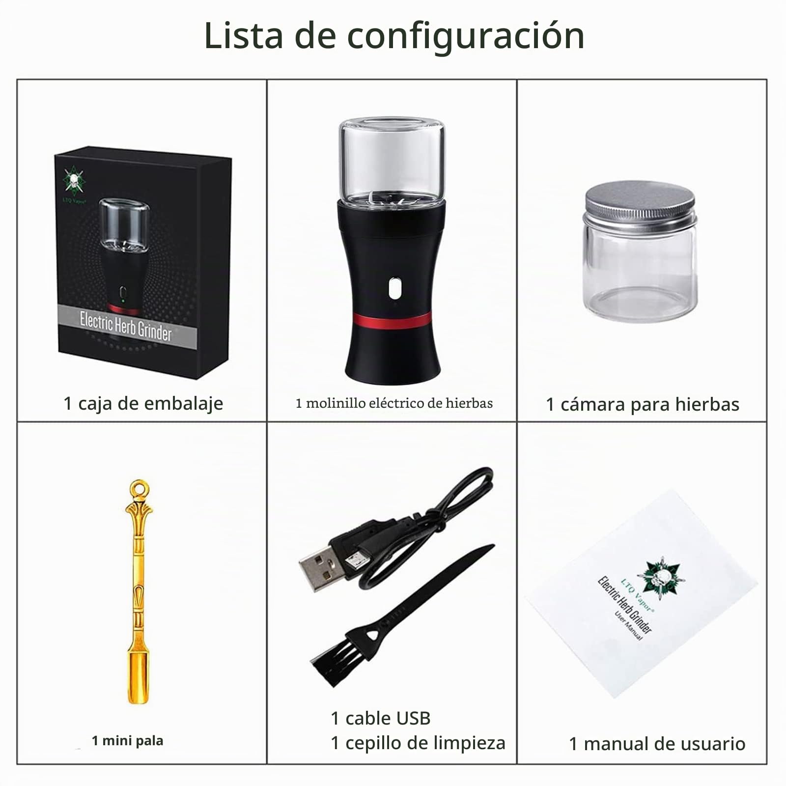Molinillo eléctrico de hierbas de 1100 mAh, molinillo de especias de