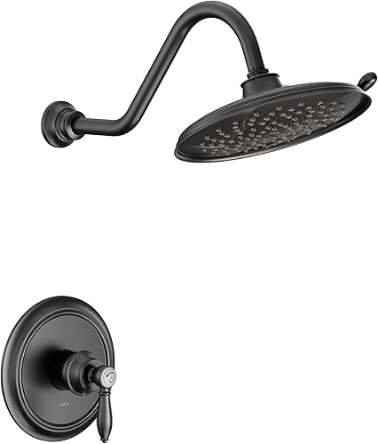 Moen UTS232102EPBL Weymouth M-CORE 2-Series - Kit de molduras de ducha con 1 mango, requiere válvula, negro mate