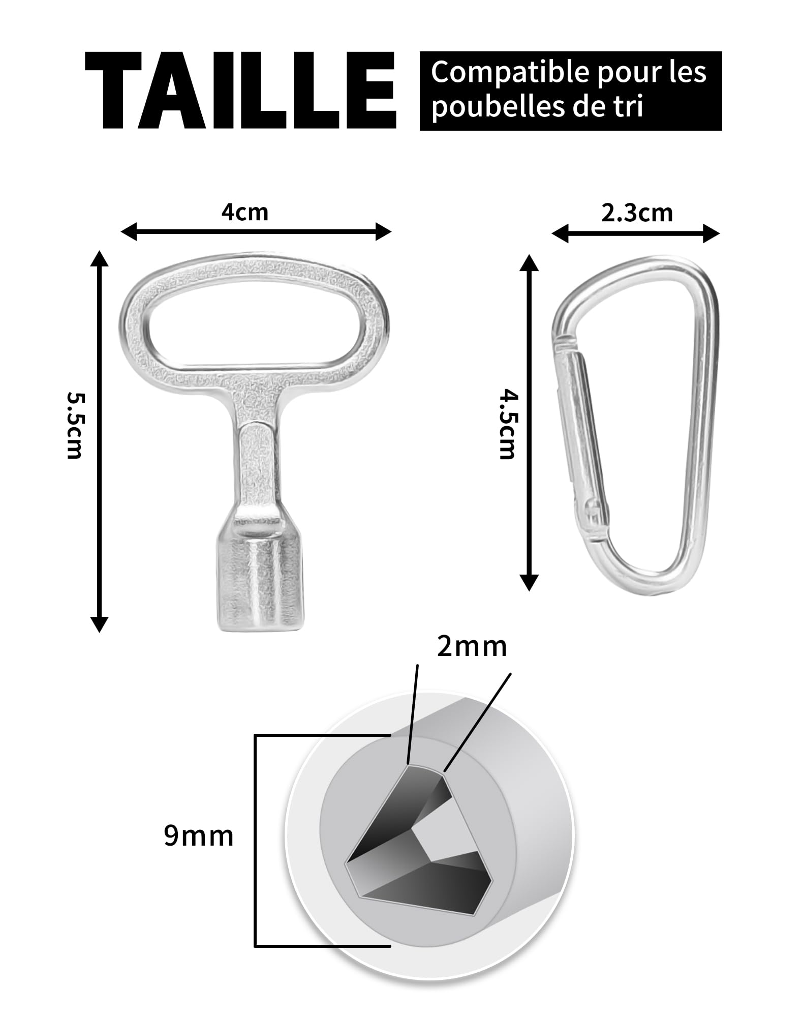 SOSALUK 2 Pcs Clé Triangle Poubelle Jaune Métal