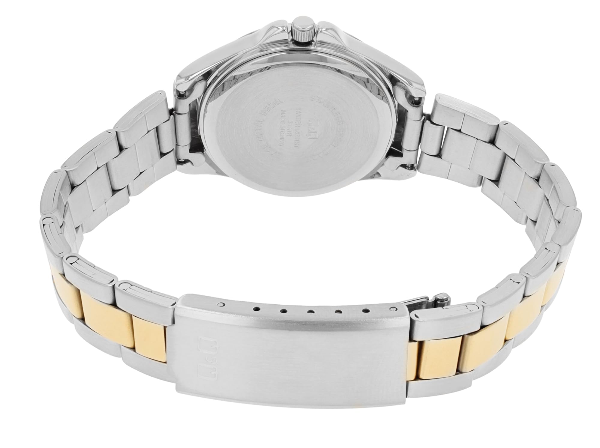 Q&Q Reloj de mujer de acero inoxidable con cierre desplegable, 3 bar, analógico, cuarzo