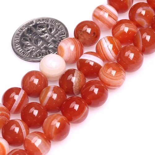 Miniatura 1 de JOE FOREMAN Cuentas redondas de ágata roja de 0.315in, cuentas sueltas de piedras semipreciosas para hacer joyas, cuentas de 15 pulgadas, cuentas