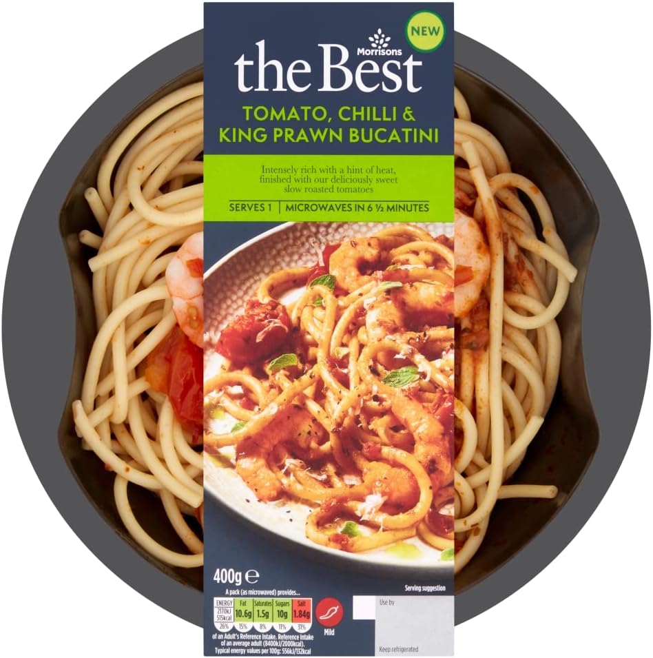 Morrisons The Best Tomato, Chilli & King Prawn Bucatini 400g Amazon.co.uk Grocery