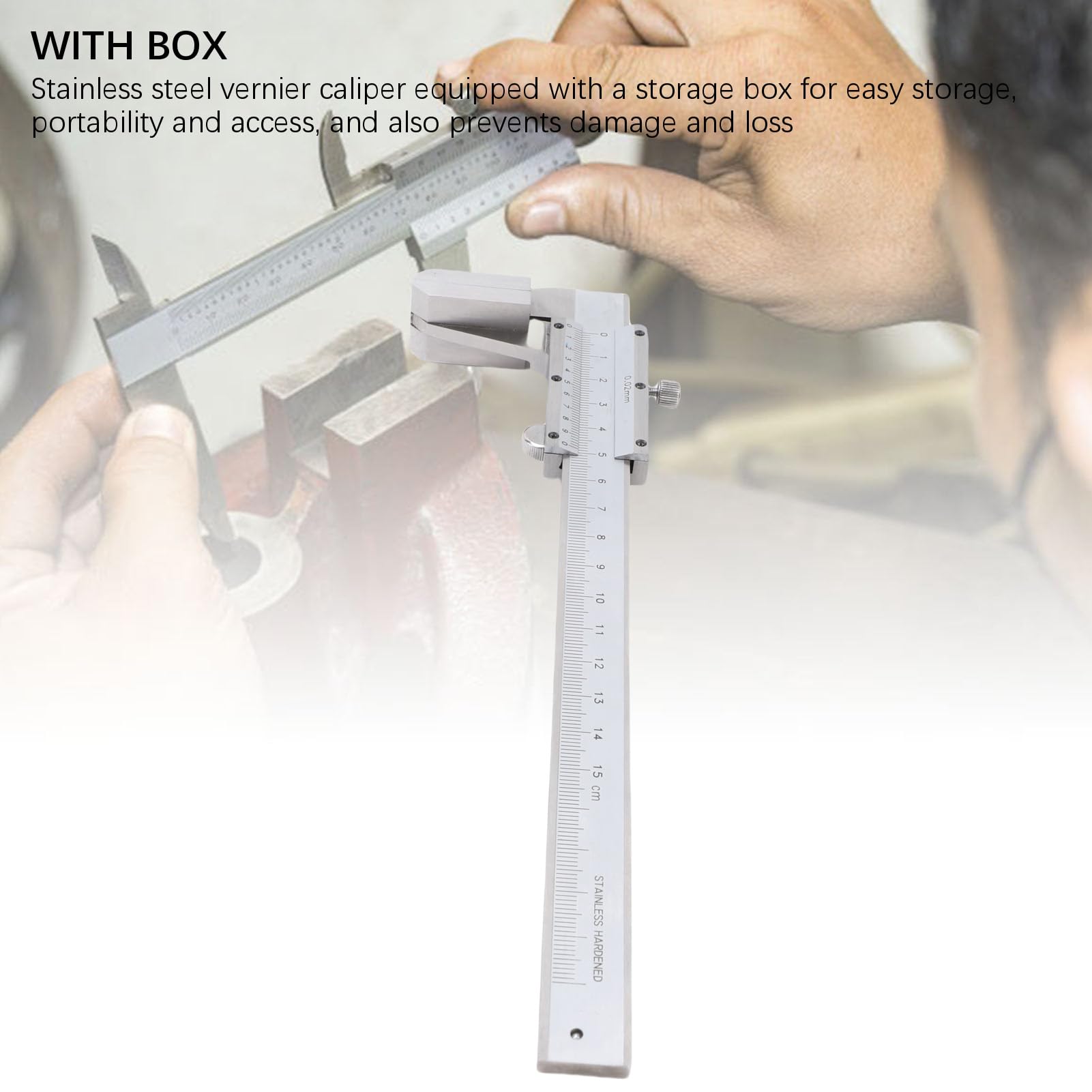 AUNMAS Calibrador Vernier Herramienta de Medición de Acero Inoxidable 6 Pulgadas 0 150 Mm Cara Grande Resolución de 0,02 Mm para Cable de Alambre Diámetro del Cable de Esponja de Goma en Uso en Taller