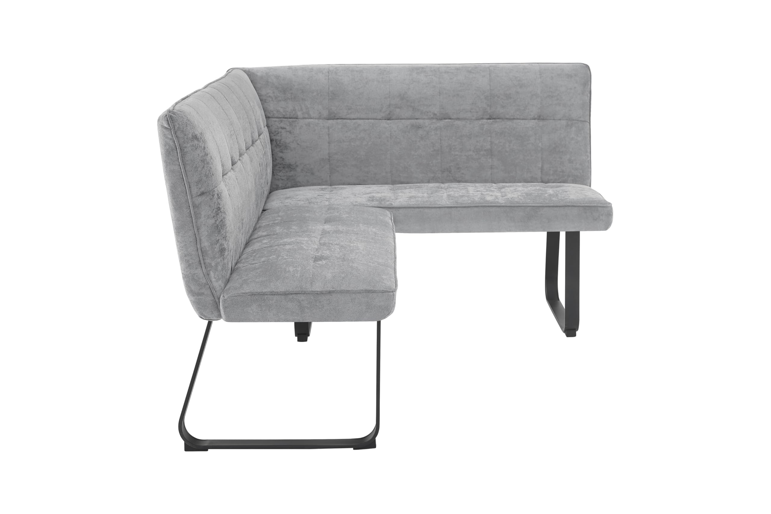 byLIVING Eckbank TALEA, Webstoffbezug in hellgrau, Gestell schwarz, Essbank | Eckbank in L-Form, langer Schenkel links, Nosagfederung, Sitzbank, 168 x 128, H 93,5 cm