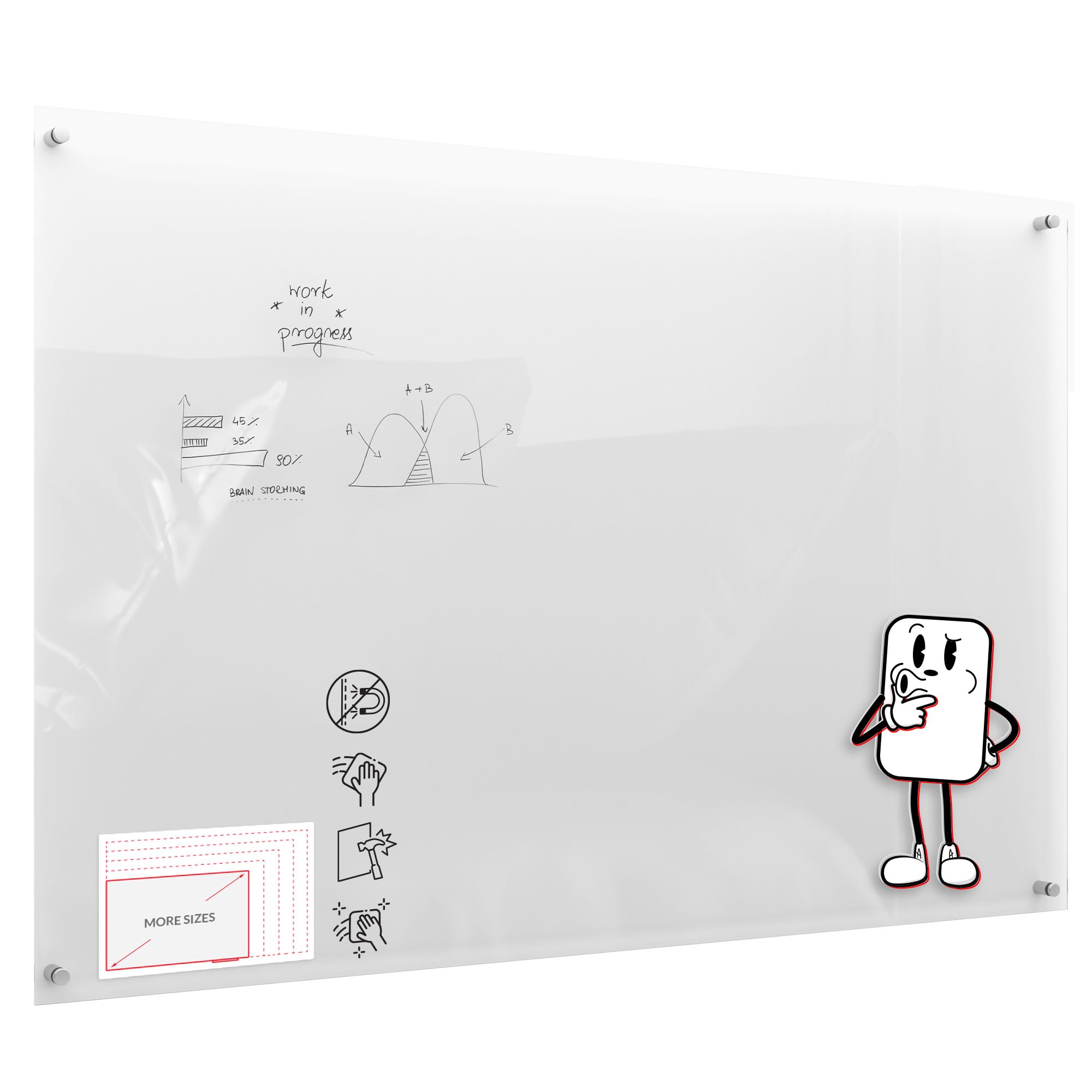 ALLboards Glass Board 150ร100 cm Transparent Glass Whiteboard, Tempered Glass Writing Board โ image 1