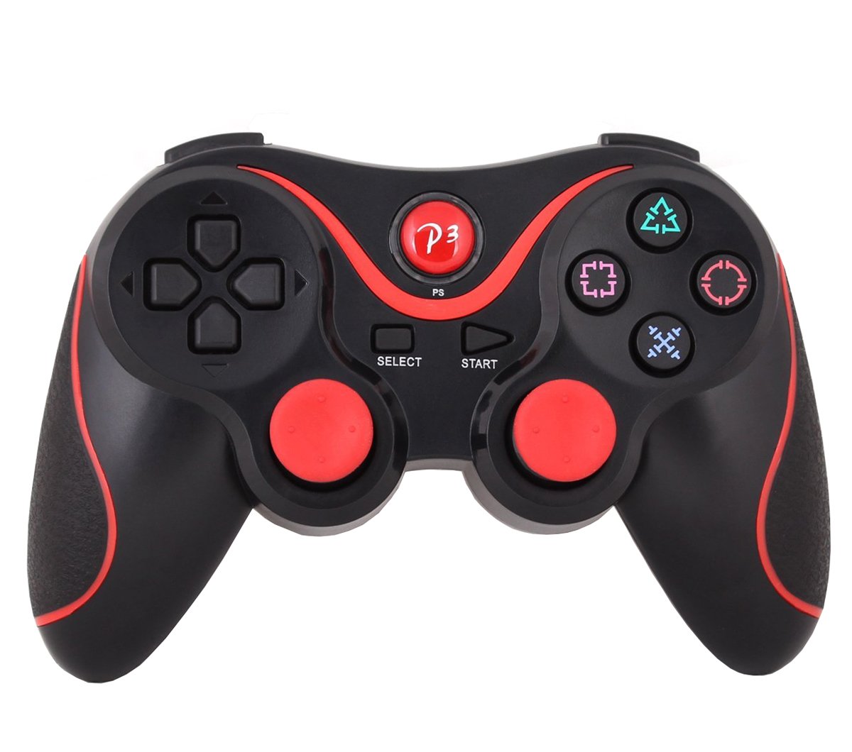 Game Controller,ANSITO Wireless Bluetooth Playstation 3 video games controller gamepad for PS3 (Black Red)