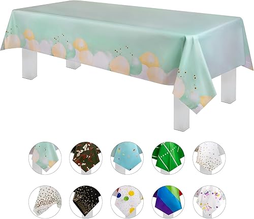 Miniatura 35 de Mantel de plástico de alta calidad - 54 in. x 108 pulgadas. Grandipity - Mantel rectangular (6 y 12 unidades), Azul cielo a cuadros Feliz