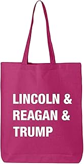 Lincoln & Reagan & Trump Cotton Canvas Tote Bag in Hot Pink - One Size